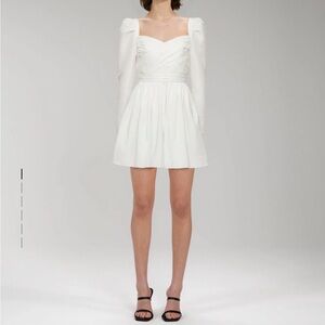 Self-Portrait White Sweetheart Puff Sleeve Dress